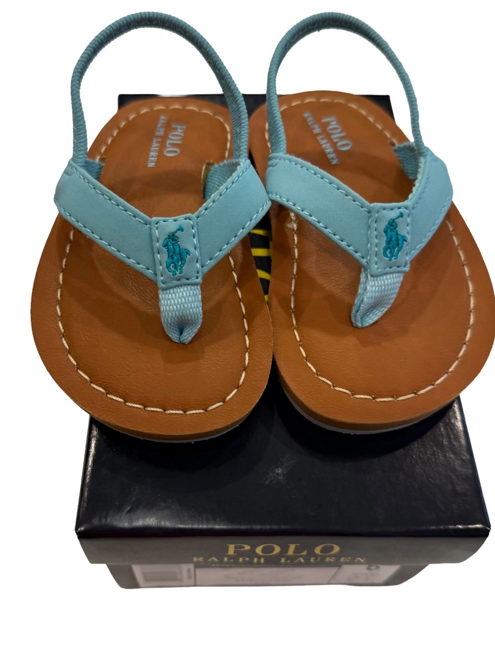 Polo Ralph Lauren Turquoise Lia Unisex Toddler Flip Flops Sz 6 NIB